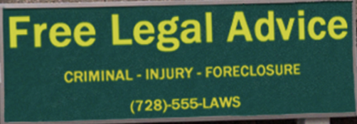 Free Legal Advice: Criminal, Injury, Foreclosure. (728)-555-LAWS